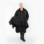  AKH Premium Jacke in Glocken-Form, aus Viskose, P107148, Schwarz, Ausgefallen, Zeitlos