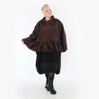  A-Form Jacke von AKH Premium aus Viskose, P107166, Braun, Ausgefallen, Zeitlos, Schick