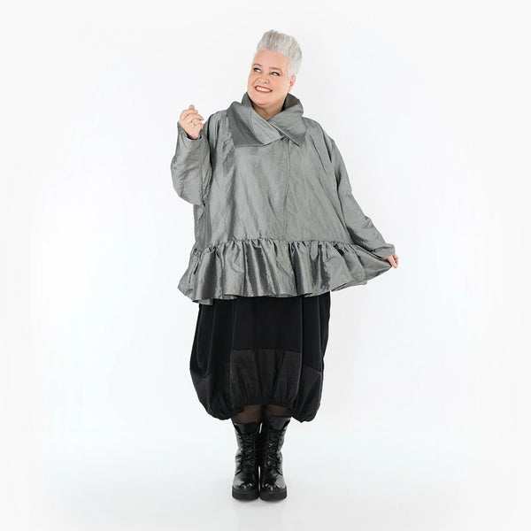  A-Form Jacke von AKH Premium aus Viskose, P107166, Grau, Ausgefallen, Zeitlos, Schick