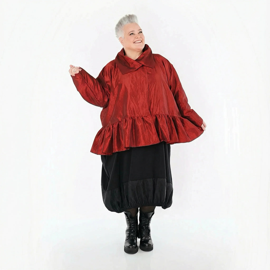  A-Form Jacke von AKH Premium aus Viskose, P107166, Dunkelrot, Ausgefallen, Zeitlos, Schick