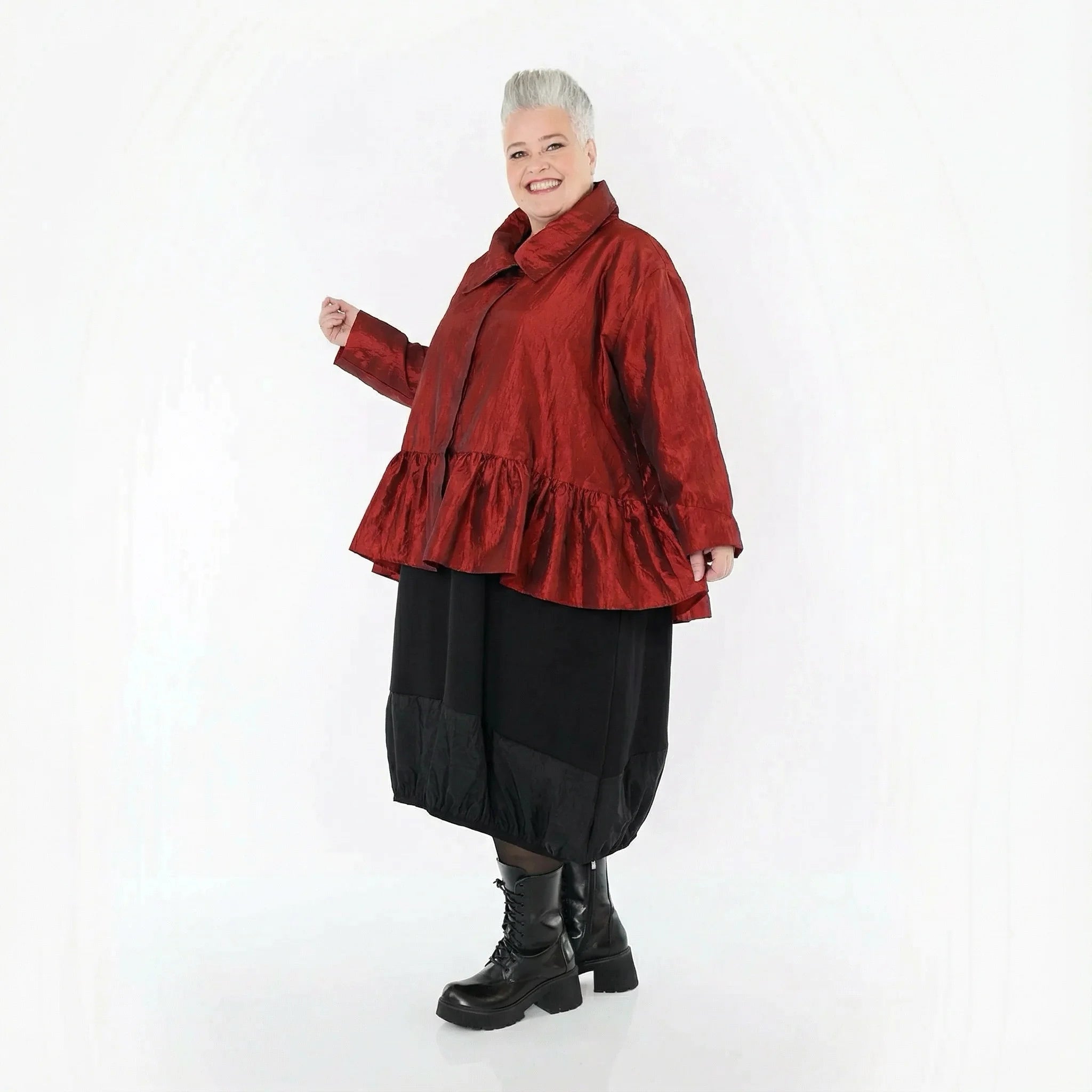  A-Form Jacke von AKH Premium aus Viskose, P107166, Dunkelrot, Ausgefallen, Zeitlos, Schick