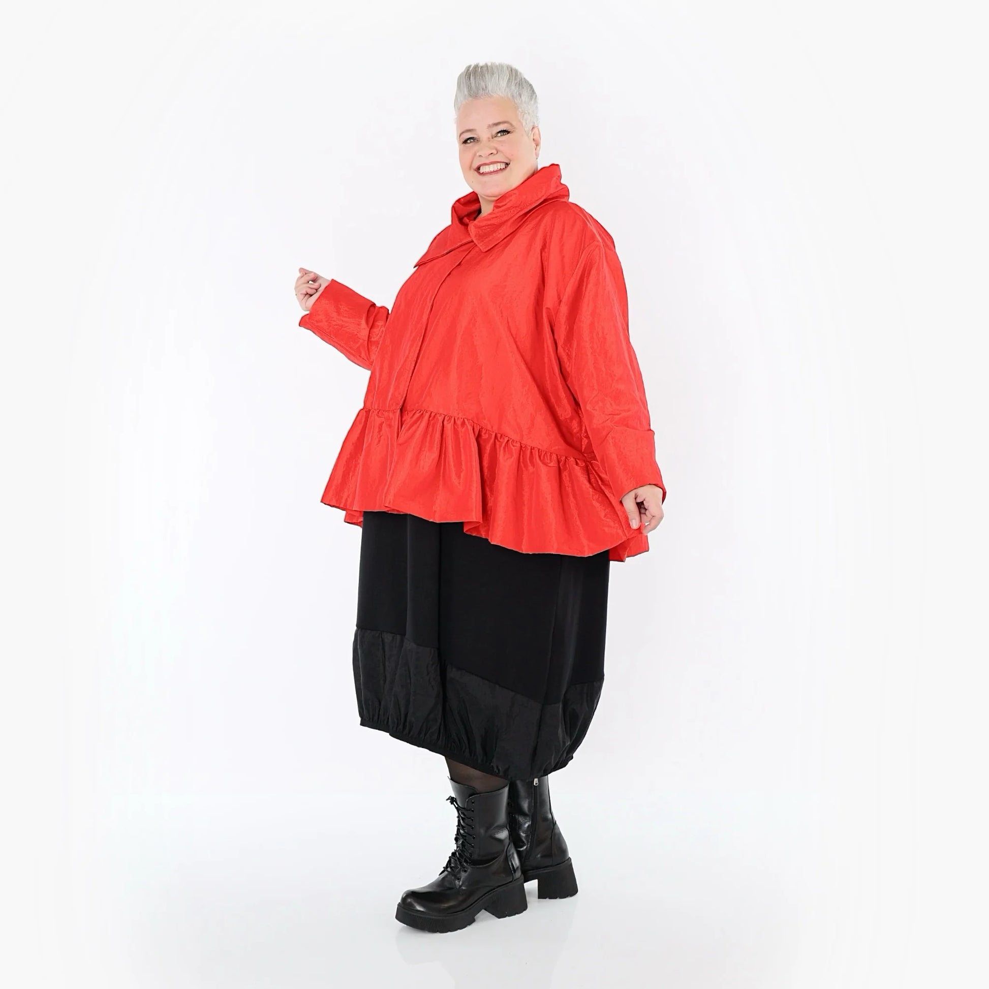  A-Form Jacke von AKH Premium aus Viskose, P107166, Rot, Ausgefallen, Zeitlos, Schick