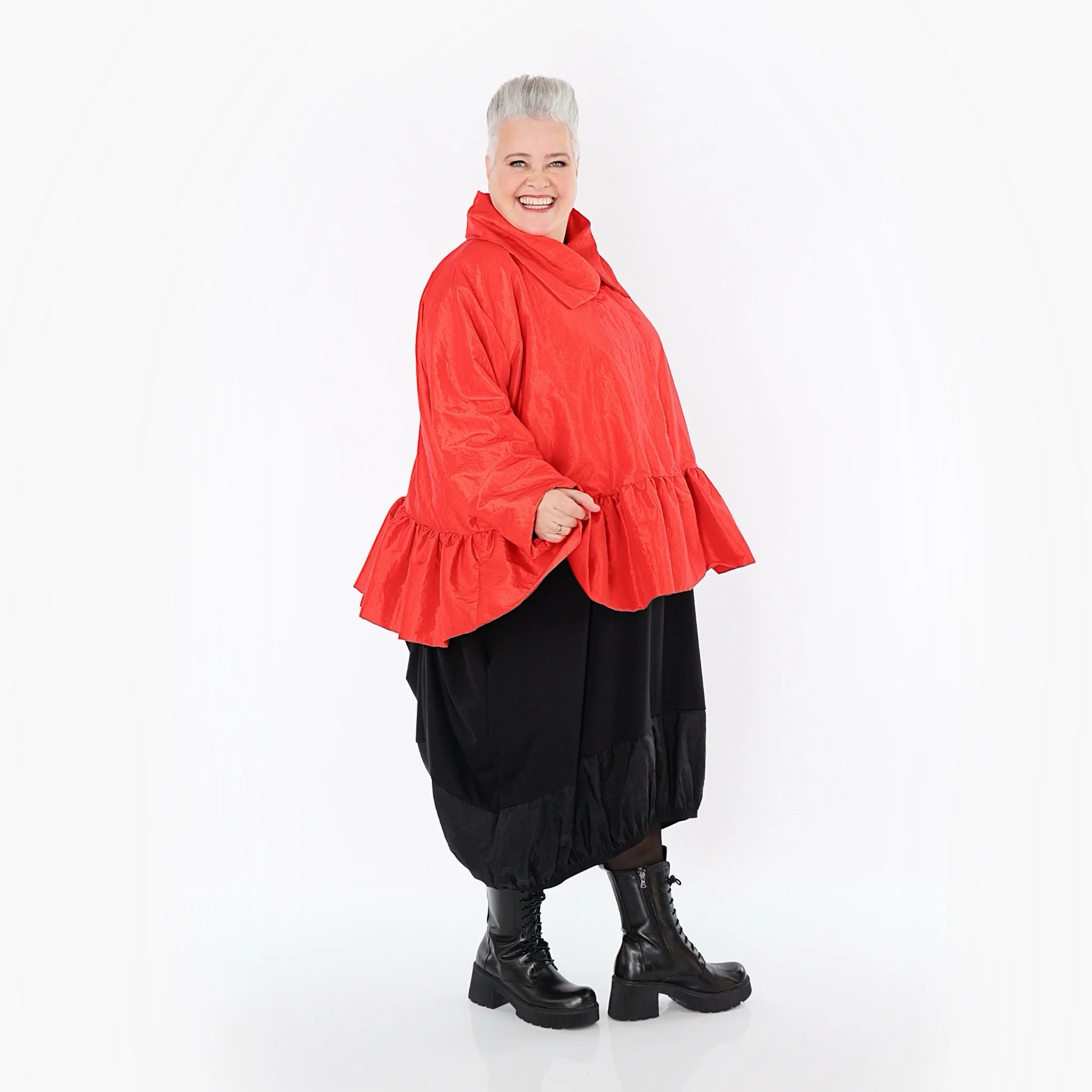  A-Form Jacke von AKH Premium aus Viskose, P107166, Rot, Ausgefallen, Zeitlos, Schick