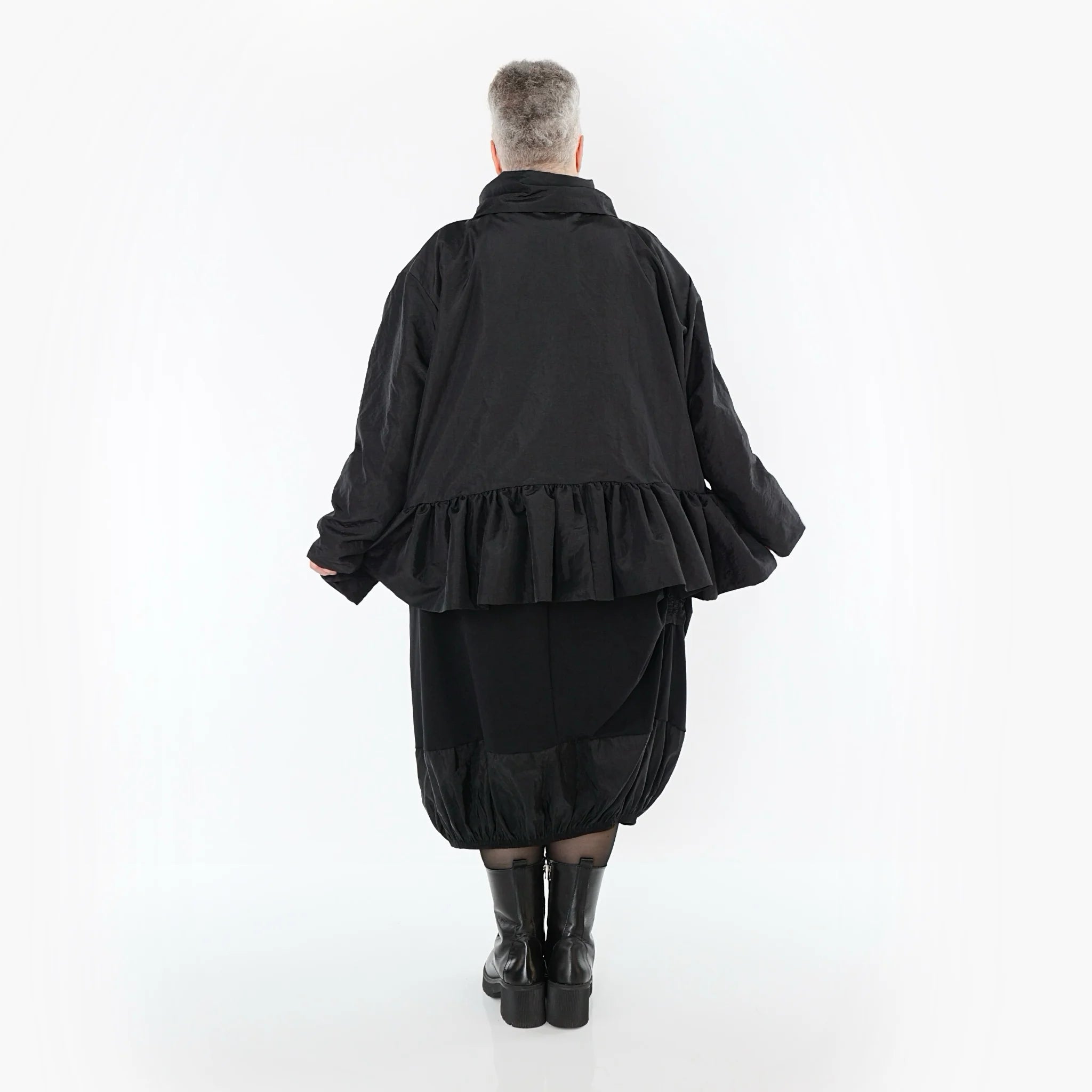  A-Form Jacke von AKH Premium aus Viskose, P107166, Schwarz, Ausgefallen, Zeitlos, Schick