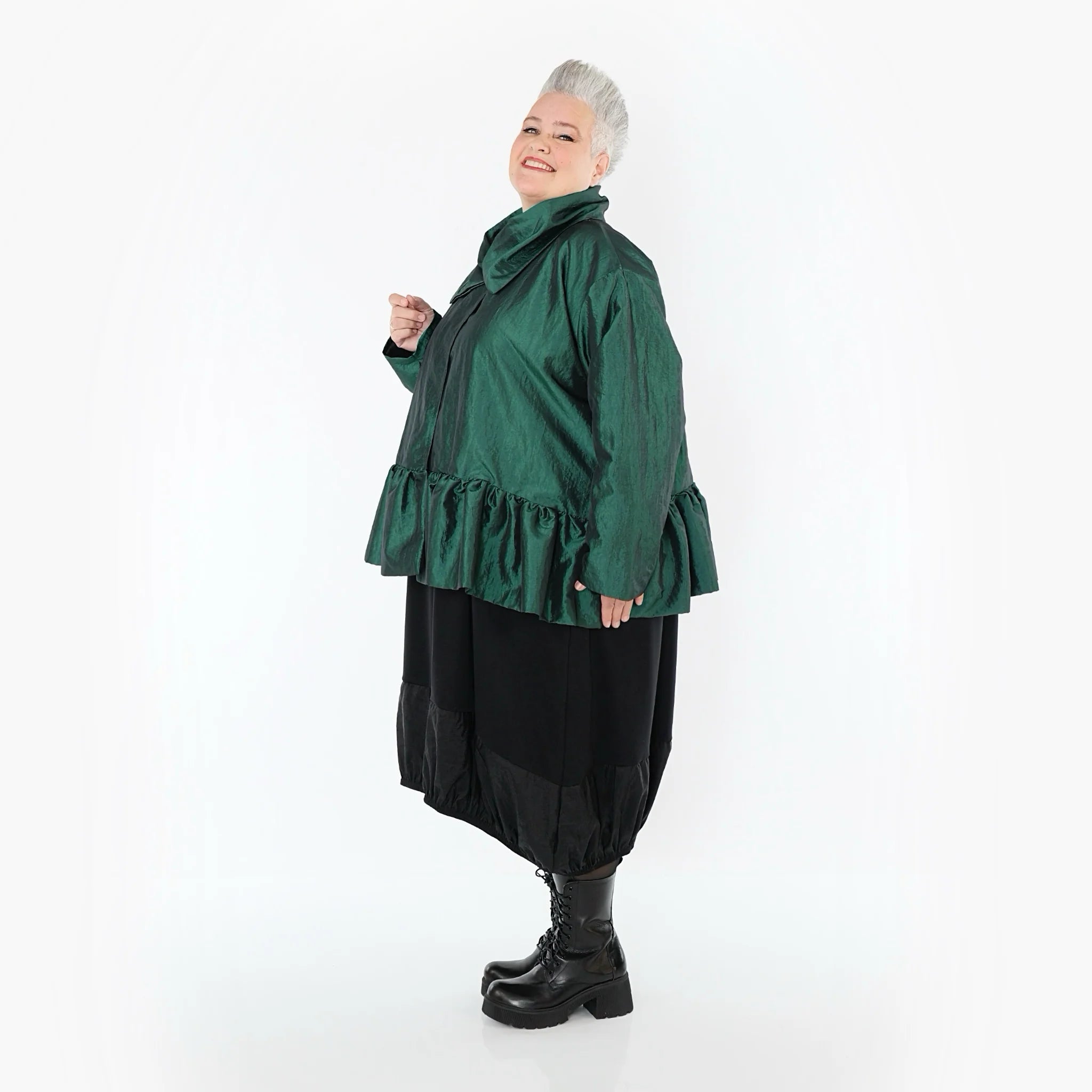 A-Form Jacke von AKH Premium aus Viskose, P107166, Smaragd, Ausgefallen, Zeitlos, Schick