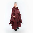  A-Form Jacke von AKH Premium aus Materialmix, P1027.7147, Weinrot, Ausgefallen, Zeitlos