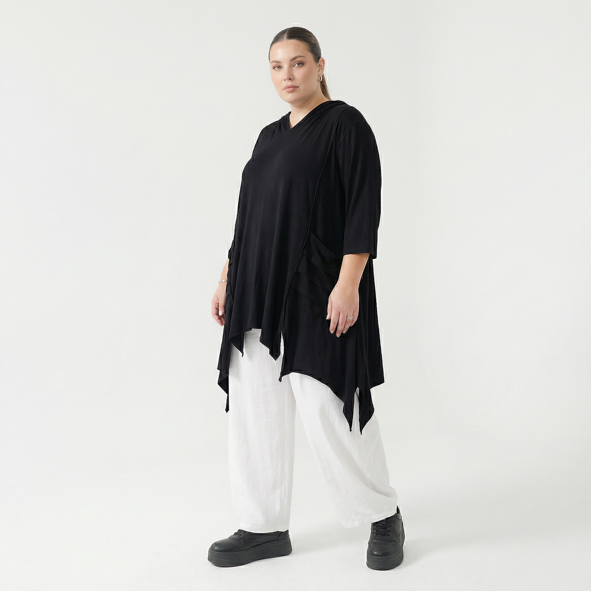 A-Form Bigshirt von AKH Fashion aus Viskose, 1233.06448, Schwarz, Ausgefallen, Zeitlos