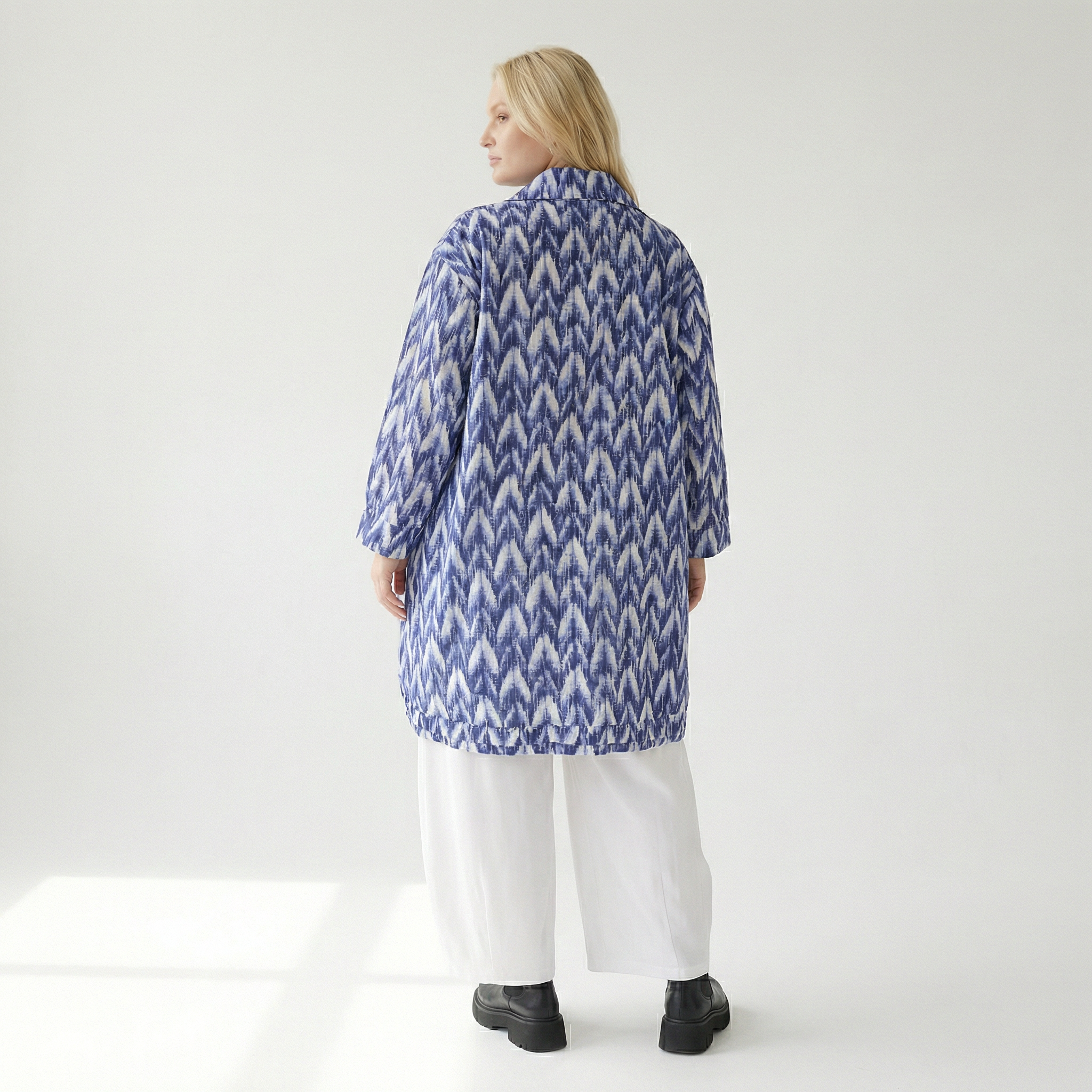  A-Form Bluse von AKH Fashion aus Baumwolle, 1504.07010, Blau/Weiß/Silber, ZickZack, Schick