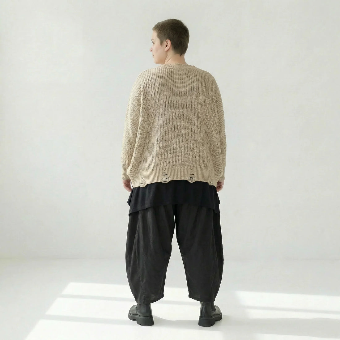  AKH Premium Überwurf in kastiger Form, aus Baumwolle, P1032.2602, Beige, Ausgefallen