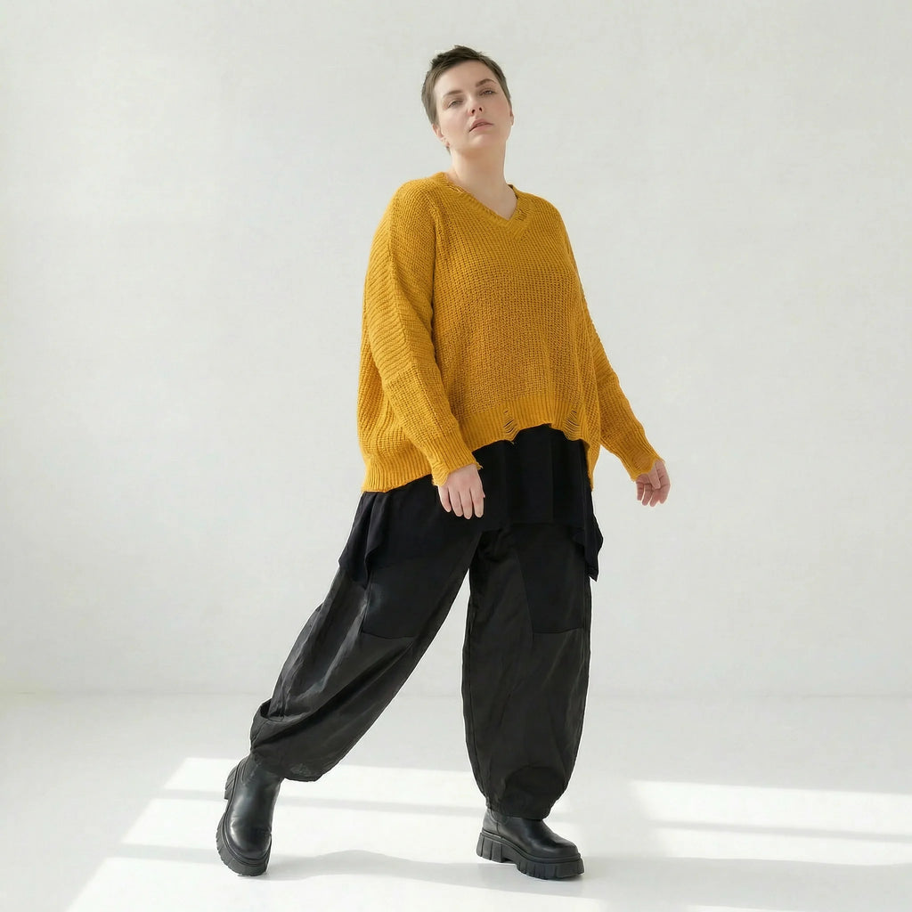  AKH Premium Überwurf in kastiger Form, aus Baumwolle, P1032.2602, Gelb, Ausgefallen