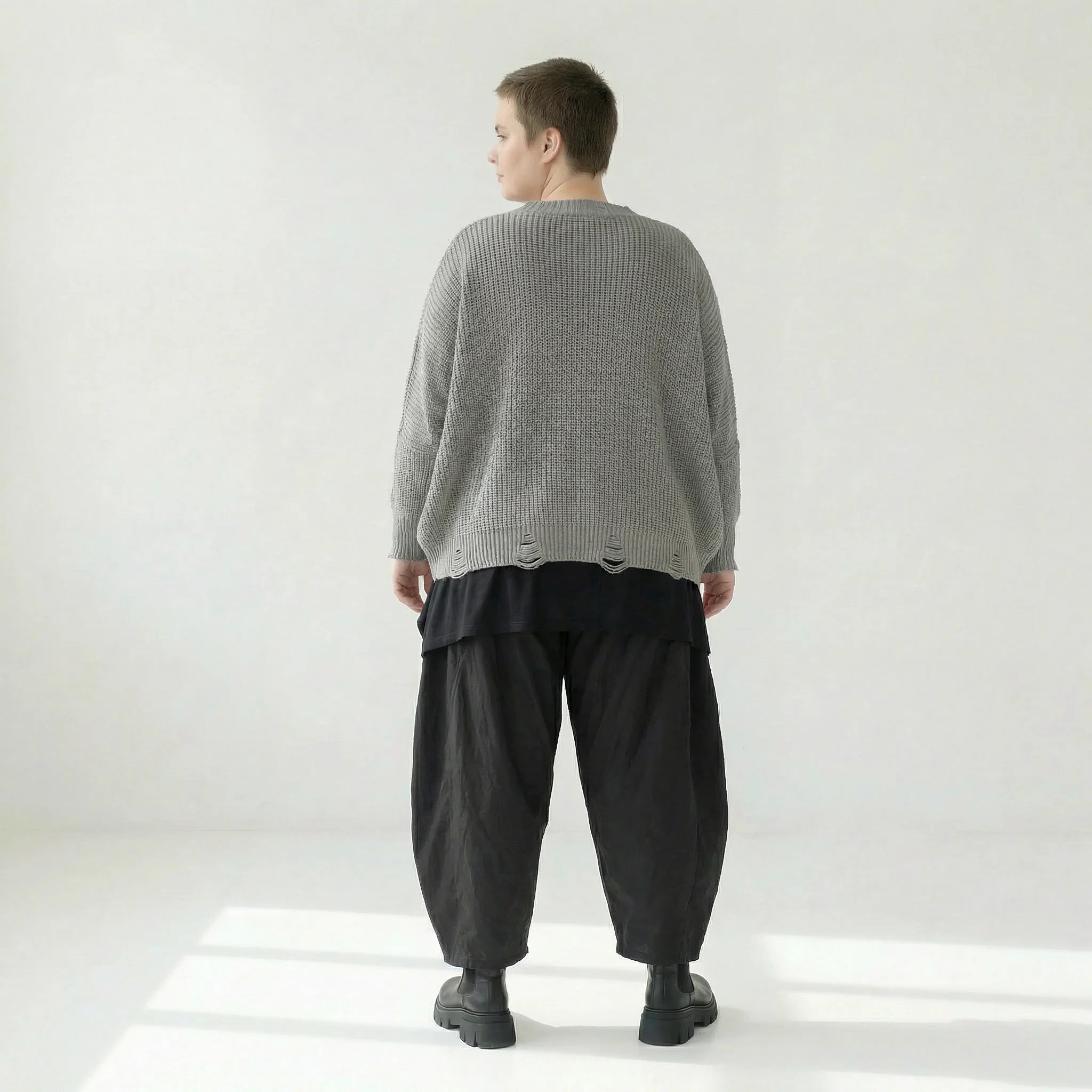  AKH Premium Überwurf in kastiger Form, aus Baumwolle, P1032.2602, Grau, Ausgefallen