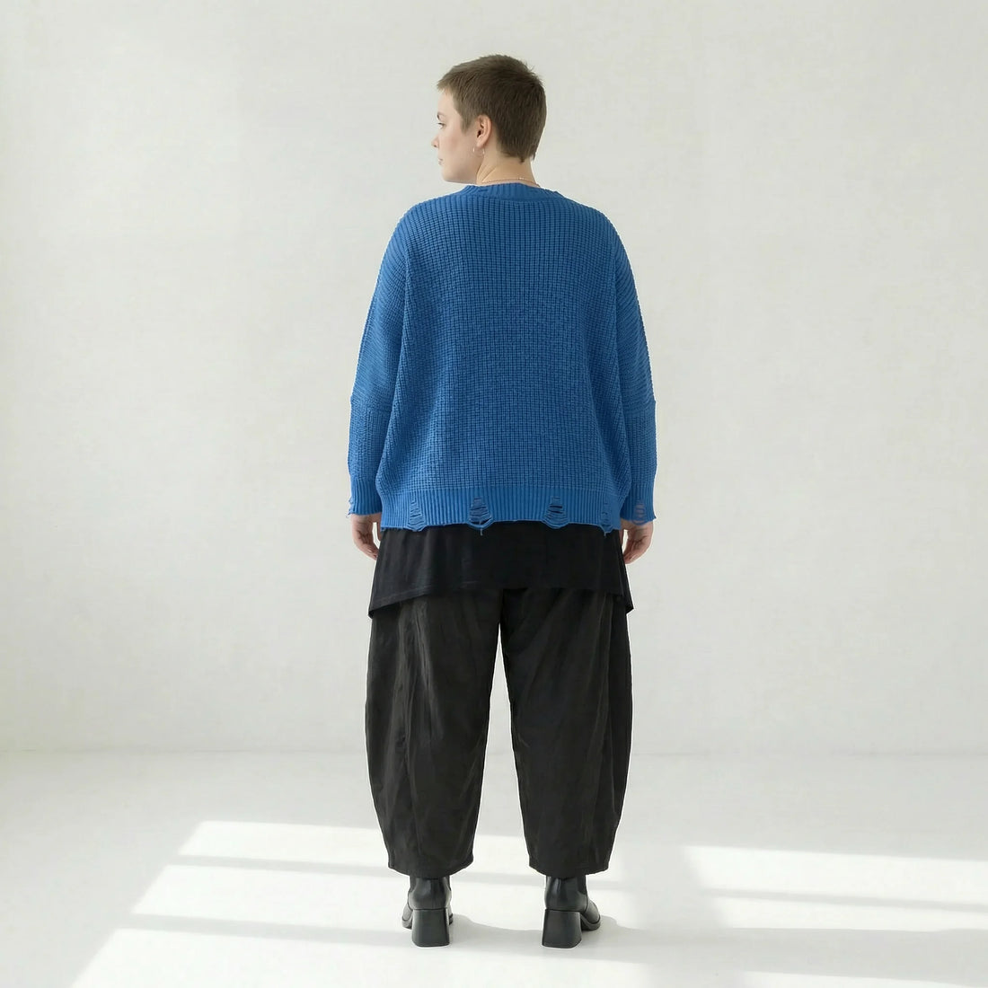  AKH Premium Überwurf in kastiger Form, aus Baumwolle, P1032.2602, JeansBlau, Ausgefallen