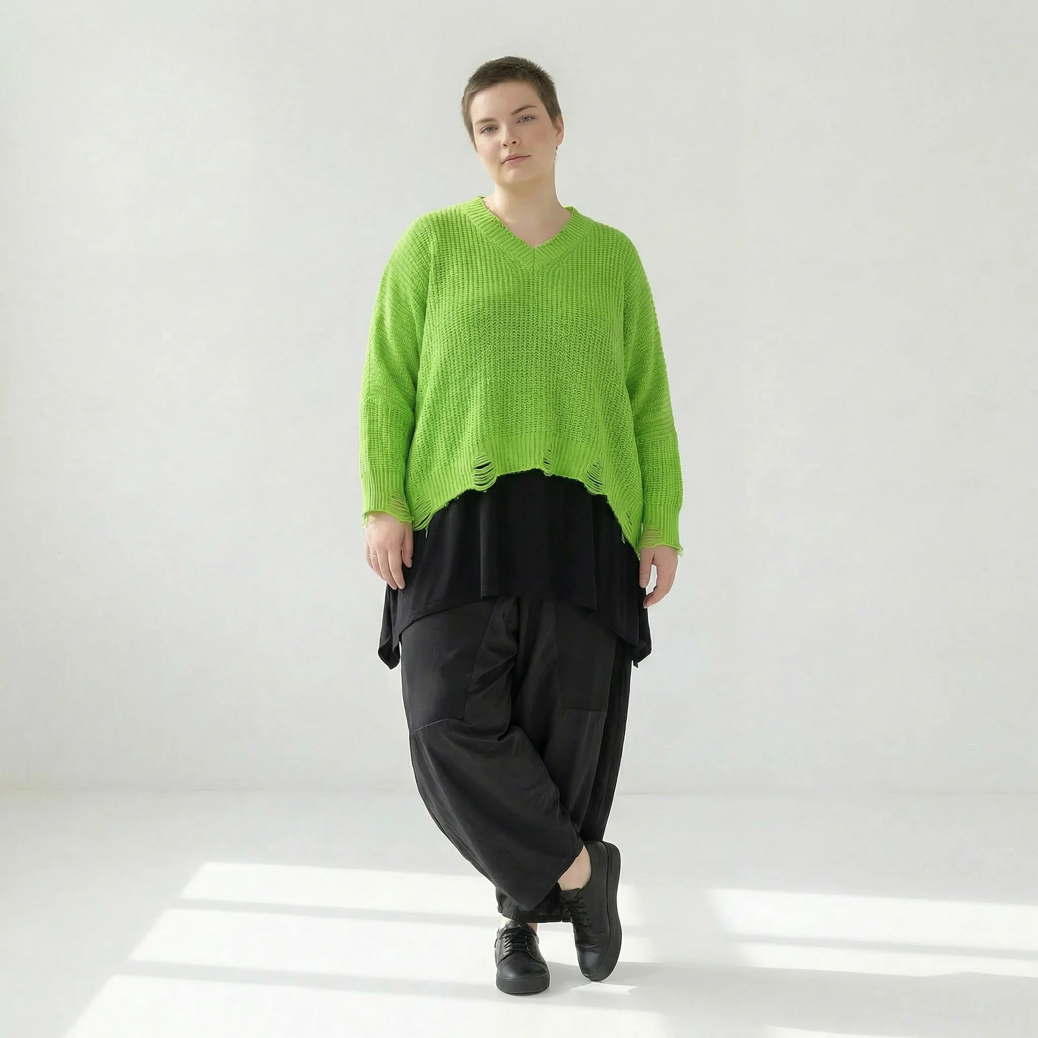  AKH Premium Überwurf in kastiger Form, aus Baumwolle, P1032.2602, NeonGrün, Ausgefallen