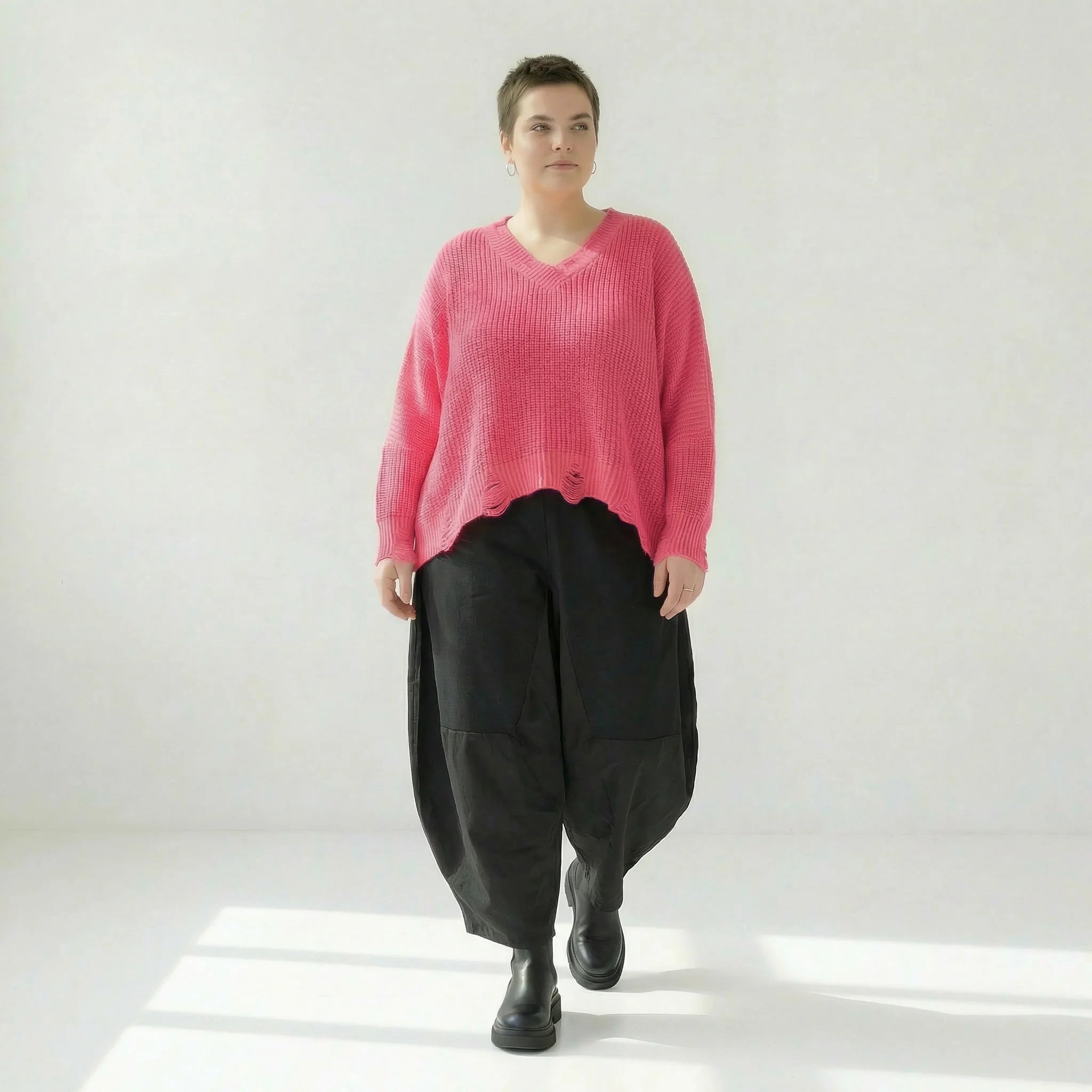  AKH Premium Überwurf in kastiger Form, aus Baumwolle, P1032.2602, Rosa, Ausgefallen