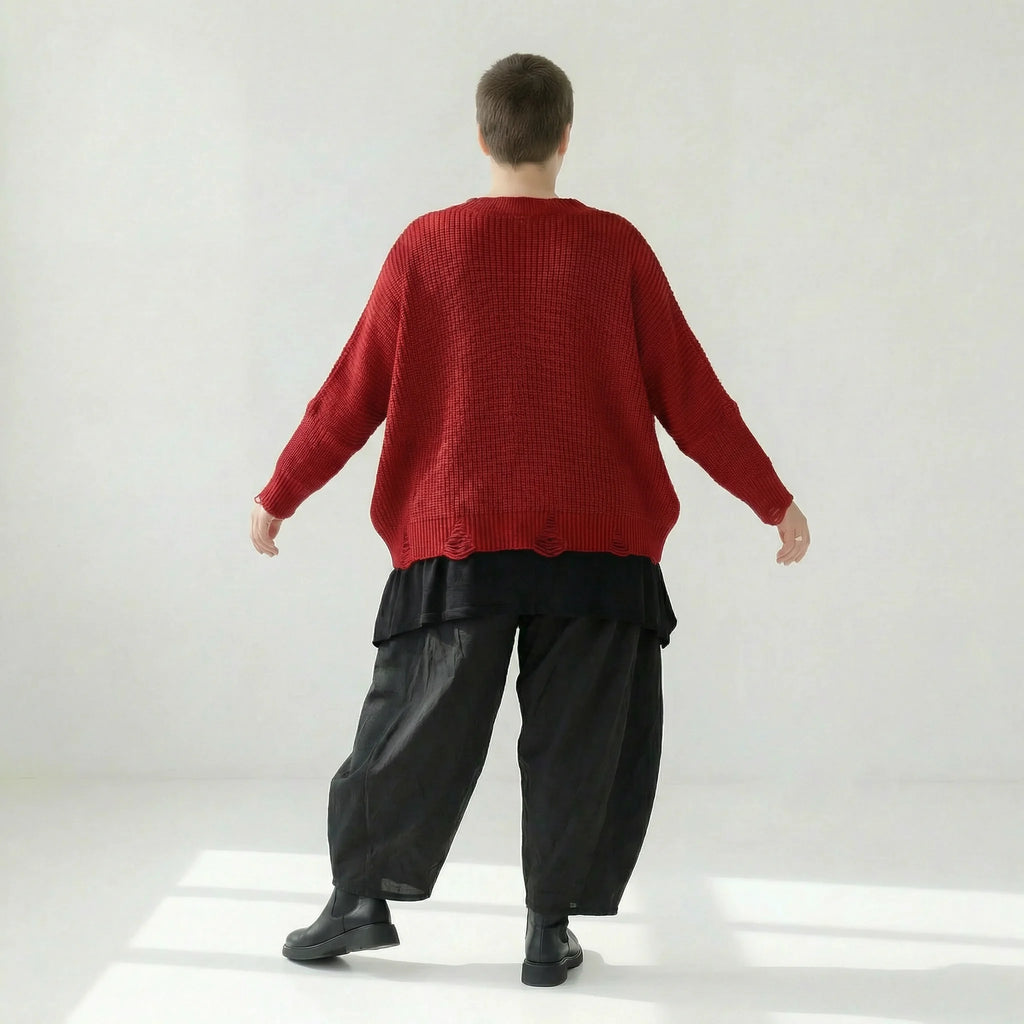  AKH Premium Überwurf in kastiger Form, aus Baumwolle, P1032.2602, Rot, Ausgefallen, Schick