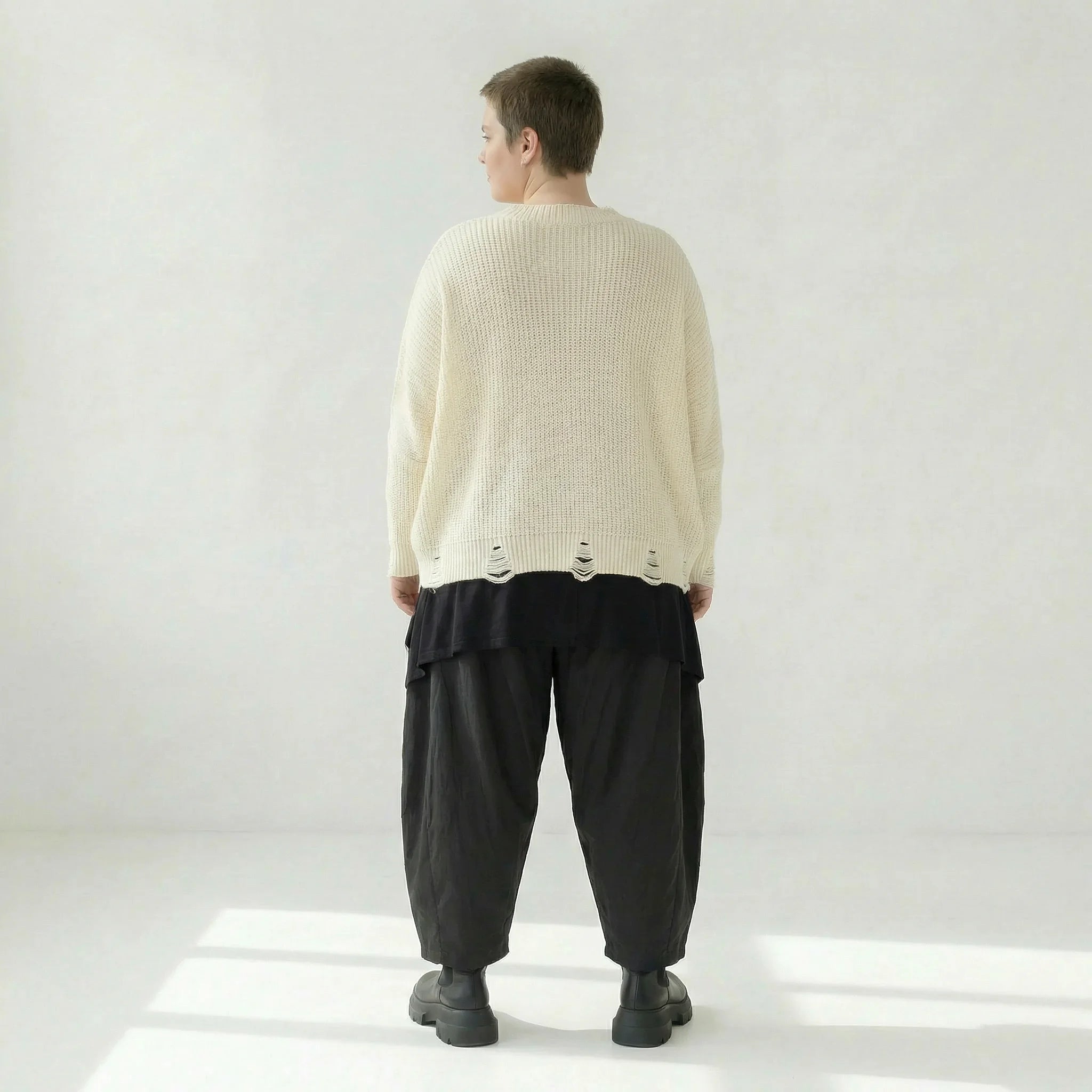  AKH Premium Überwurf in kastiger Form, aus Baumwolle, P1032.2602, Weiß, Ausgefallen