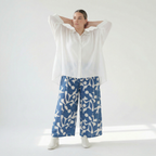  Palazzo Hose von AKH Fashion aus Viskose, 1471.07063, Blau/Weiß, Muster, Ausgefallen