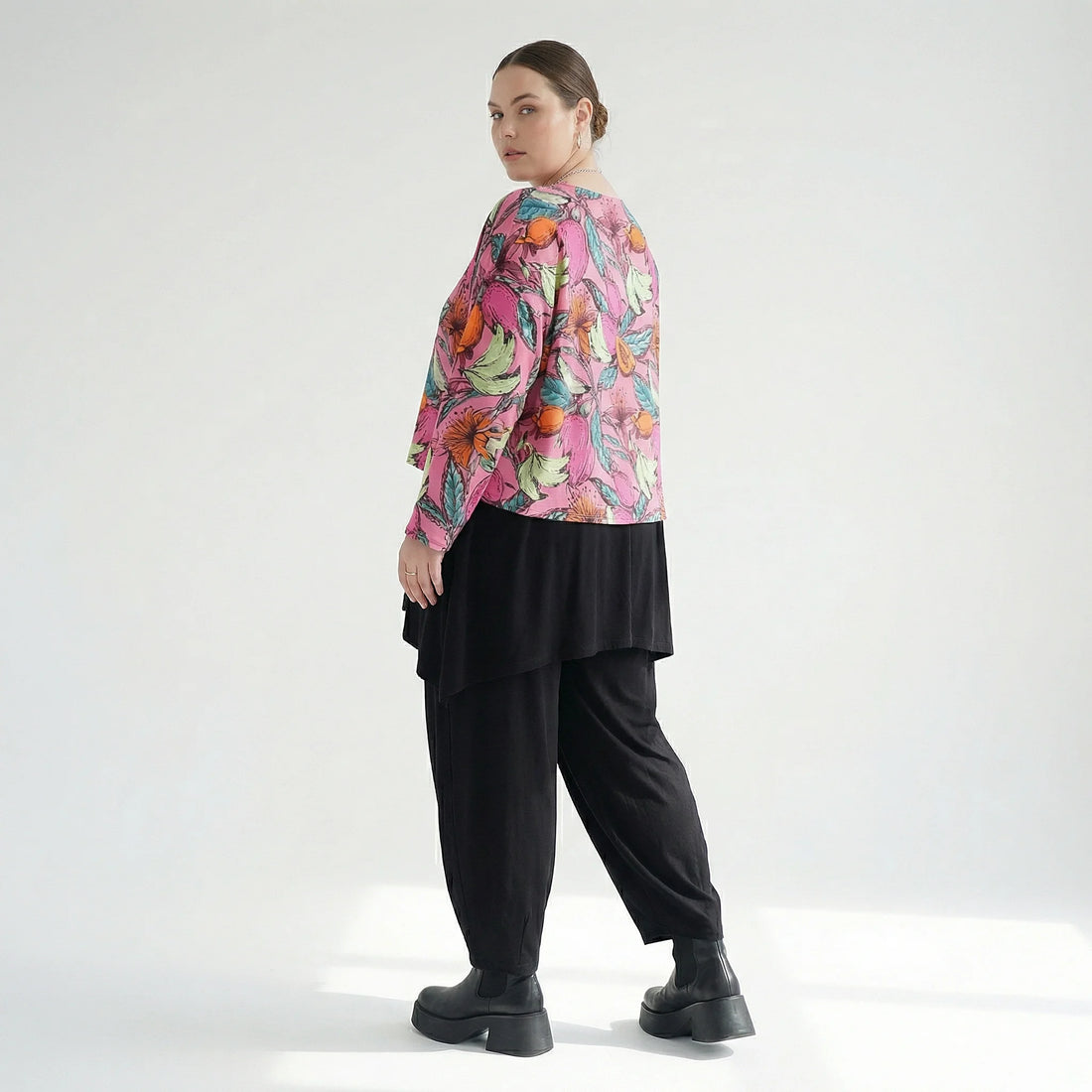  AKH Fashion Überwurf in kastiger Form, aus Baumwolle, 1507.07011, Rosa/Multi, Blumen