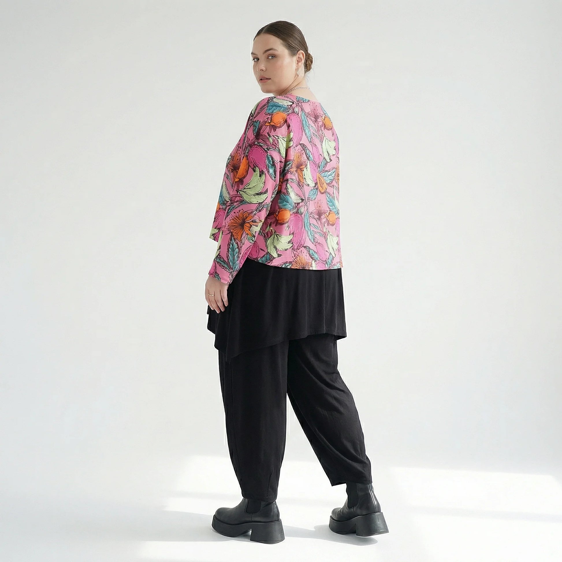  AKH Fashion Überwurf in kastiger Form, aus Baumwolle, 1507.07011, Rosa/Multi, Blumen