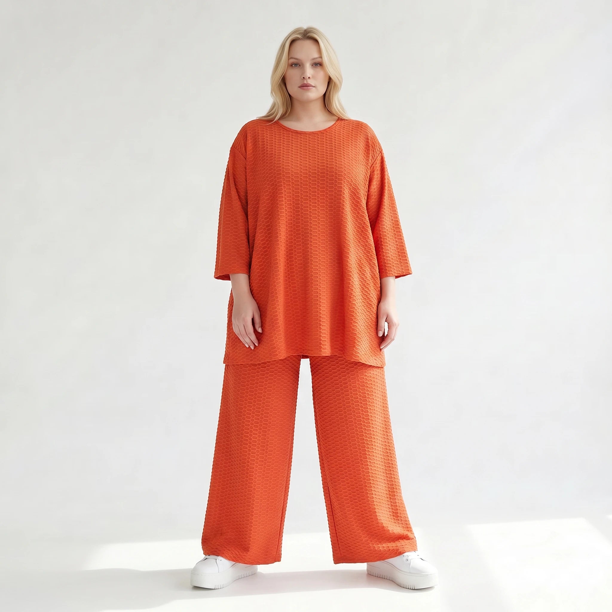Ausgefallene Palazzo Hose im Lagenlook mit stretchigem Jacquard, weich fließend und leger, Rost