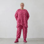 Oversize Big Shirt aus leichter, feiner Baumwollpopeline im ausgefallenen Lagenlook, Batik, Fuchsia
