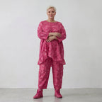 Oversize Big Shirt aus leichter, feiner Baumwollpopeline im ausgefallenen Lagenlook, Batik, Fuchsia