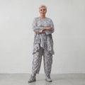 Leichtes Oversize Lagenlook Shirt in A-Form mit Popeline aus Baumwolle und Batikmuster, Grau