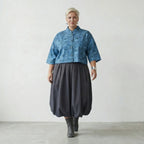 Luftig leichte Oversize Jacke aus hochwertiger Baumwoll Popeline im ausgefallenen Lagenlook, Petrol