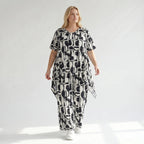 Legeres A-Form Shirt im ausgefallenen Oversize Lagenlook mit fließendem Stretchkomfort, Schwarz/Weiß