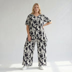 Legeres A-Form Shirt im ausgefallenen Oversize Lagenlook mit fließendem Stretchkomfort, Schwarz/Weiß
