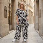 Legeres A-Form Shirt im ausgefallenen Oversize Lagenlook mit fließendem Stretchkomfort, Schwarz/Weiß