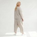Luftig leichte Oversize Jacke im ausgefallenen Lagenlook mit zeitlosen Streifen, Sand/Weiß