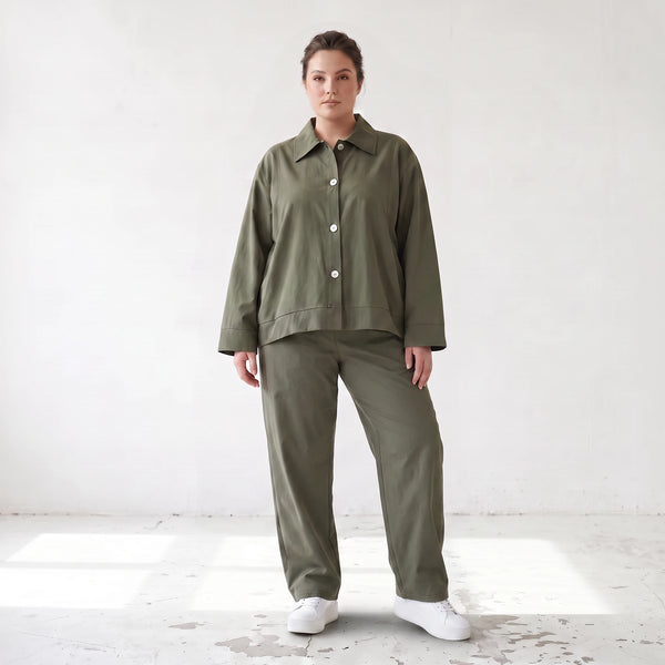 Damen Hose Lagenlook Khaki, fließender Schnitt, Oversize große Größen – AKH Fashion