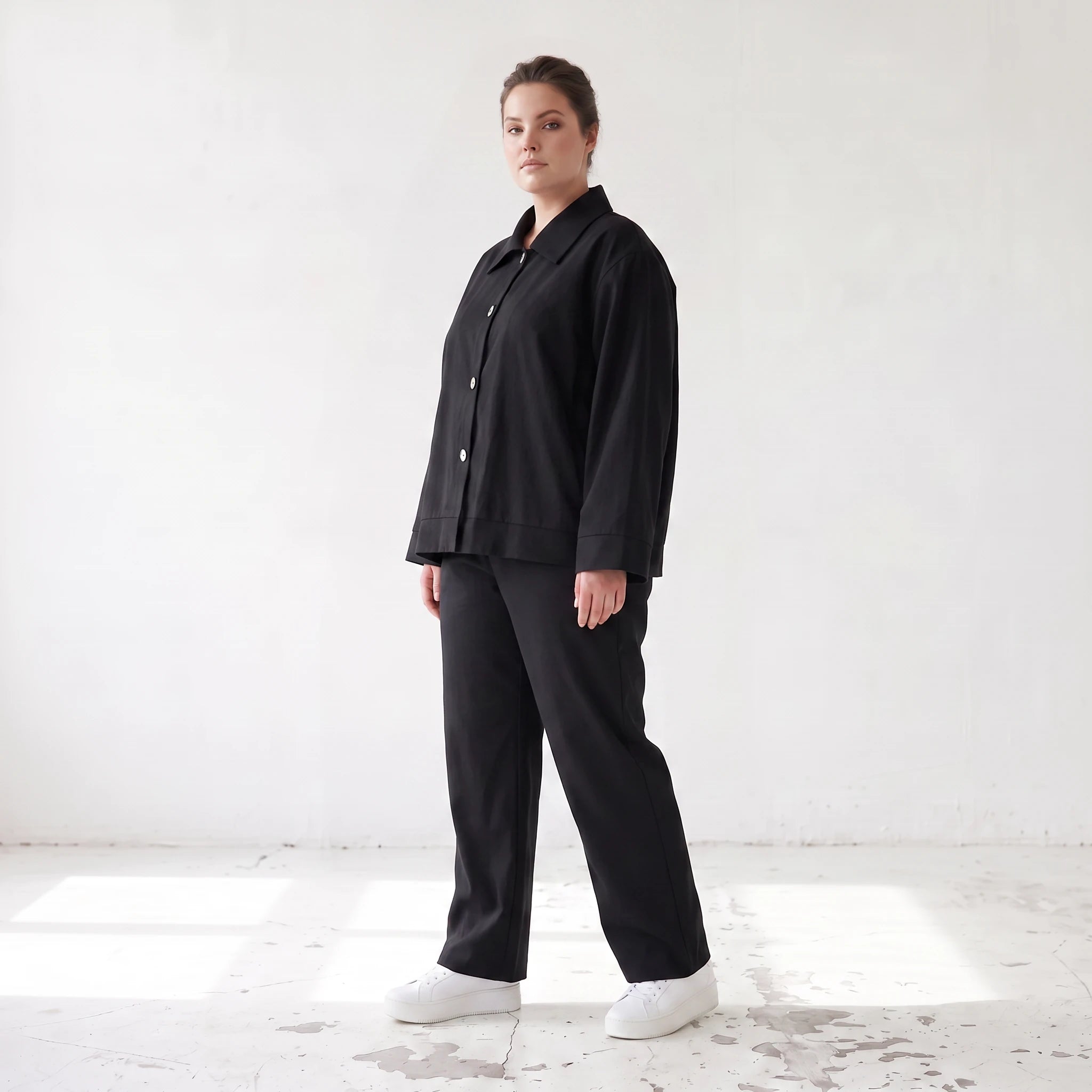 Damen Hose Lagenlook Schwarz, Komfortschnitt, Oversize große Größen – AKH Fashion