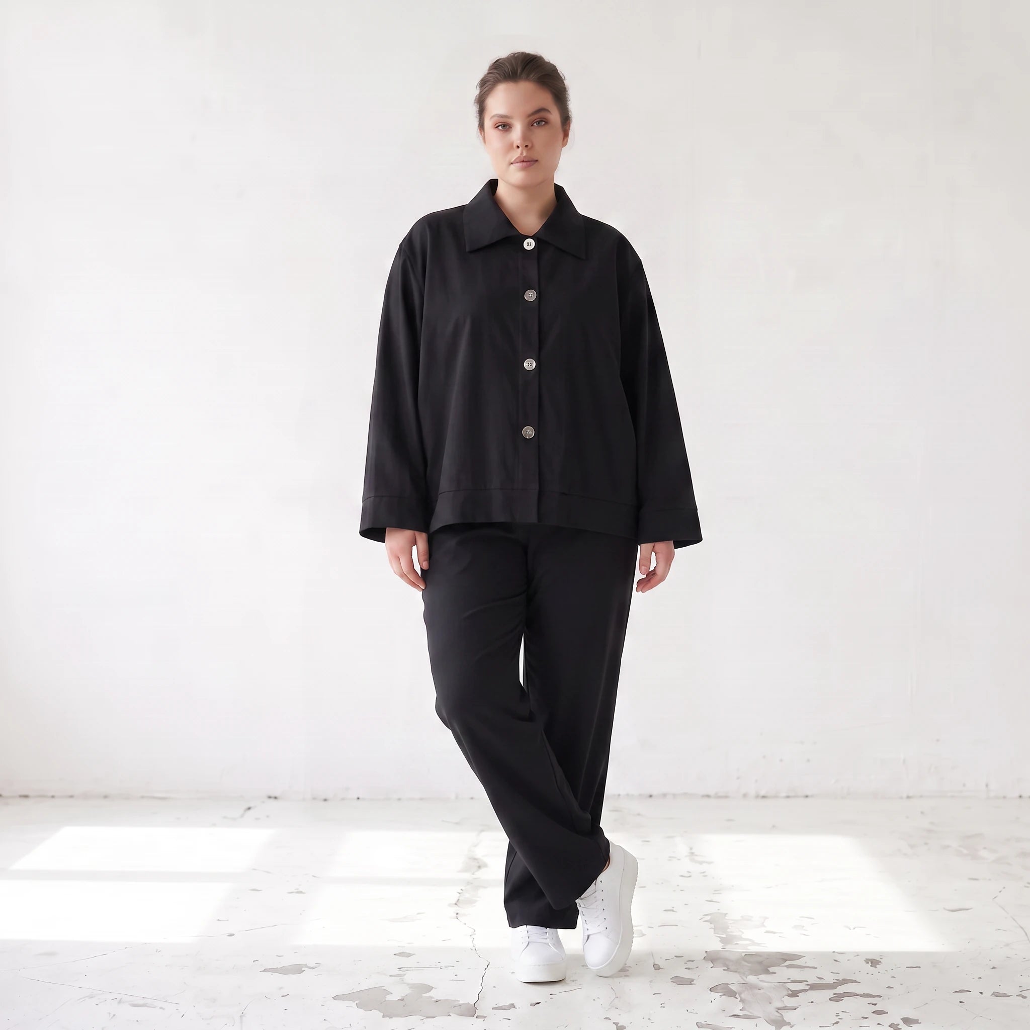 Damen Hose Lagenlook Schwarz, Komfortschnitt, Oversize große Größen – AKH Fashion