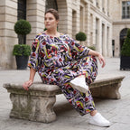 Fliessende Ballonhose Oversize Lagenlook in Schwarz Oliv Lila leger zeitlos soft fallend
