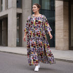 Fließendes Sommerkleid in Schwarz aus zartem Viskose Popeline mit gerüschtem Stufenvolant