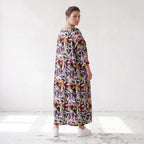 Fliessendes Ballonkleid aus Viskose in Schwarz Oliv Lila sehr leger zeitlos Oversize Look
