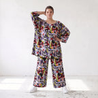 Fliessendes Viskoseshirt im Lagenlook Oversize leger in Schwarz Oliv Lila zeitlos modern