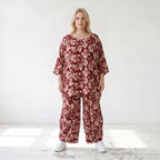 Damen Shirt Lagenlook Viskose Weinrot/Rose, A-Form, Langarm, Taschen, Oversize große Größen – AKH Fashion
