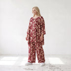 Damen Shirt Lagenlook Viskose Weinrot/Rose, A-Form, 3/4-Arm, Oversize große Größen – AKH Fashion