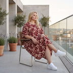 Damen Kleid Lagenlook Viskose Weinrot/Rose, Ballonschnitt, ärmellos, Flügeltaschen, Oversize große Größen – AKH Fashion