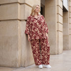 Damen Hose Lagenlook Viskose Weinrot/Rose, Ballonschnitt, Elastikbund, Oversize große Größen – AKH Fashion