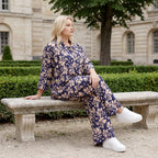 Damen Hose Lagenlook Viskose Marine/Rose, Ballonschnitt, Elastikbund, Oversize große Größen – AKH Fashion