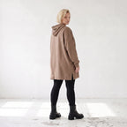Damen Hoody Lagenlook Baumwolle Braun, gerader Schnitt, Reißverschluss, Oversize große Größen – Rafay