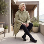 Damen Shirt Lagenlook Baumwolle Beige, Vokuhila, Langarm, Daumenloch, Oversize große Größen – Rafay