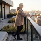 Damen Hoody Lagenlook Baumwolle Braun, gerundeter Schnitt, Kapuze, Oversize große Größen – Rafay
