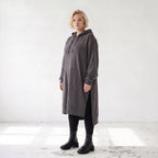 Damen Hoody Lagenlook Baumwolle Dunkelgrau, gerader Schnitt, Kapuze, Oversize große Größen – Rafay