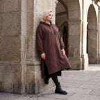 Damen Hoody Lagenlook Baumwolle Schokobraun, gerader Schnitt, Langarm, Kapuze, Oversize große Größen – Rafay