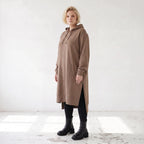 Damen Hoody Lagenlook Baumwolle Braun, gerader Schnitt, Langarm, Kapuze, Oversize große Größen – Rafay